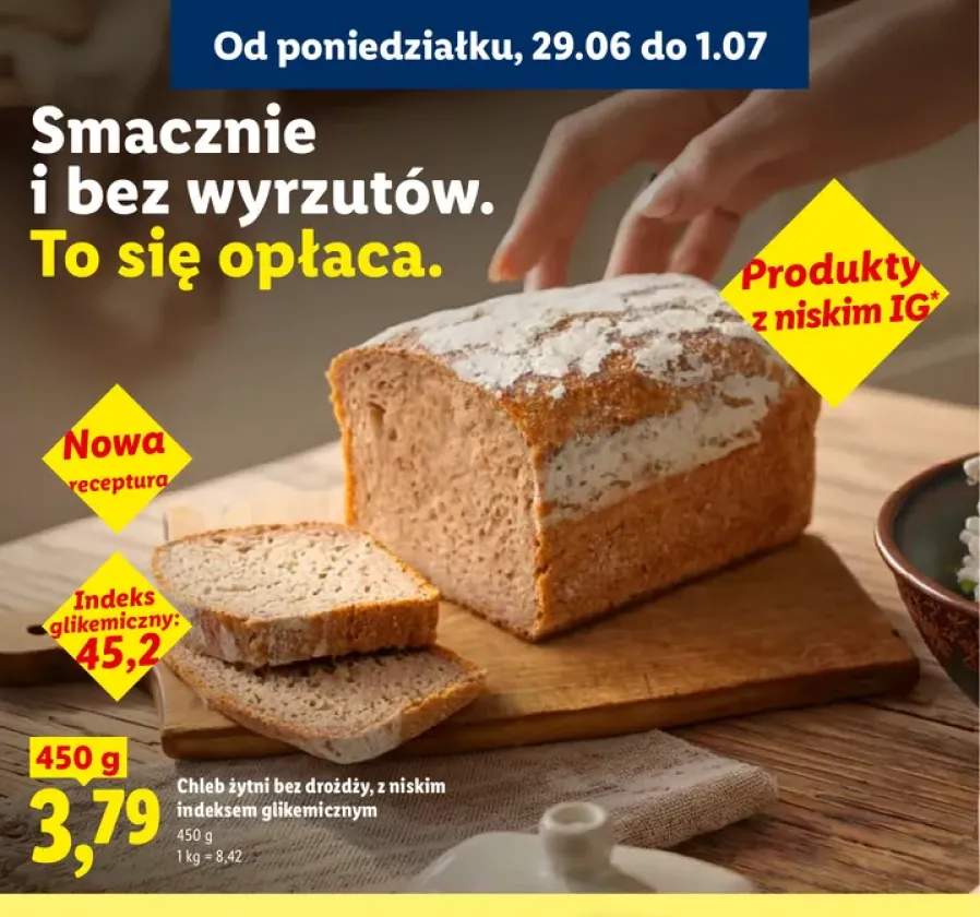 Chleb żytni bez drożdży z niskim indeksem glikemicznym