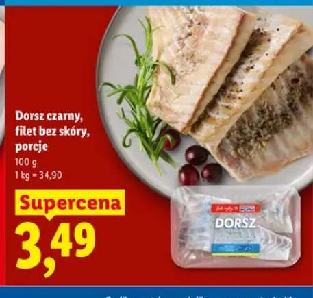 Dorsz czarny filet bez skóry porcje Targ Rybny Lidla