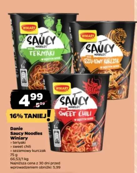 Danie Saucy Noodles Winiary Teriyaki +2 warianty