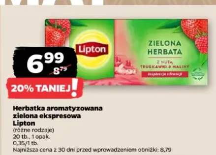 Herbatka aromatyzowana zielona ekspresowa Lipton z nutą truskawki i maliny