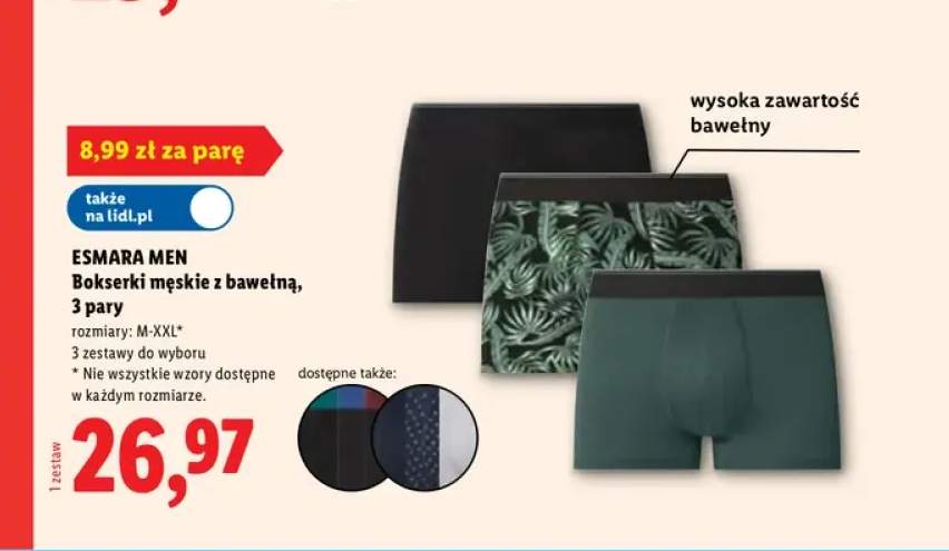 Bokserki męskie z bawełną Esmara Men 3-pak