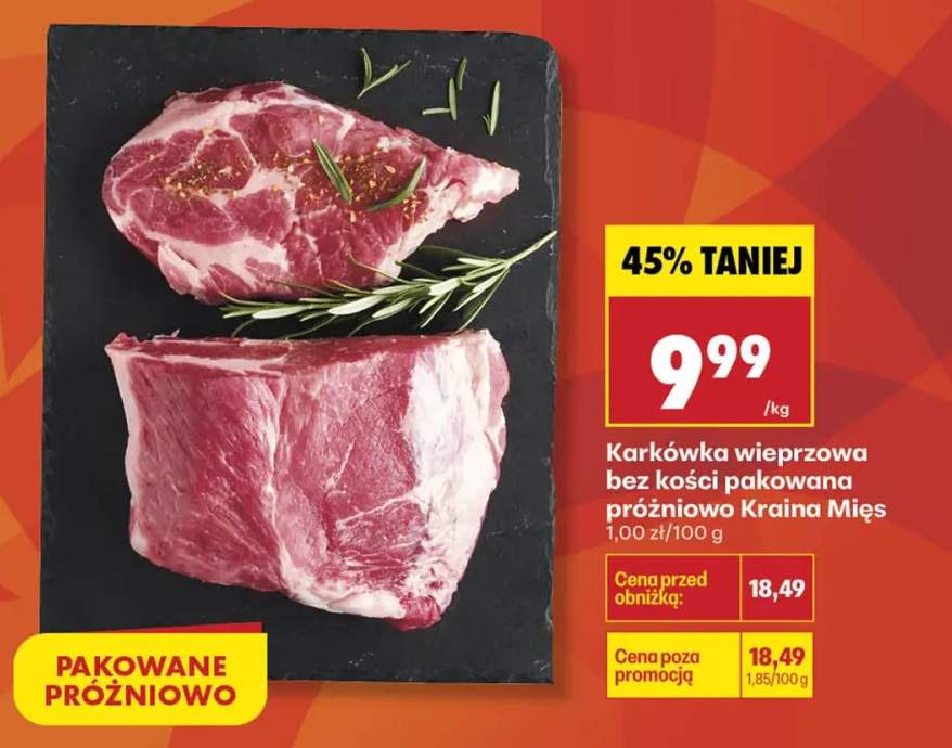 Karkówka wieprzowa bez kości pakowana próżniowo Kraina Mięs