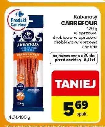 Kabanosy drobiowo-wieprzowe Carrefour Classic +2 warianty