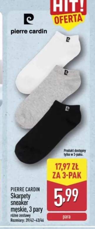 Skarpety sneaker męskie Pierre Cardin 3-pak