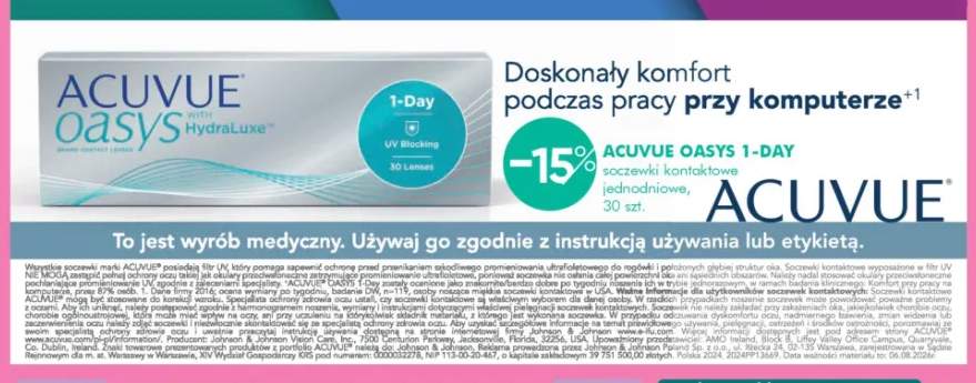 Soczewki kontaktowe jednodniowe Acuvue Oasys 1-Day