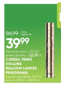 Tusz do rzęs L'Oréal Paris Volume Million Lashes Panorama Black