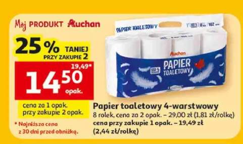 Papier toaletowy 4-warstwowy Auchan