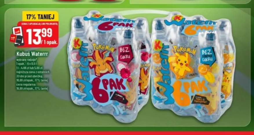Woda smakowa Kubuś Waterrr 6-pak o smaku mango i mandarynki +1 wariant
