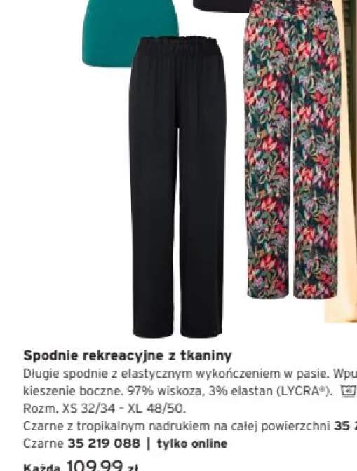 Spodnie rekreacyjne z tkaniny z tropikalnym nadrukiem +1 wariant