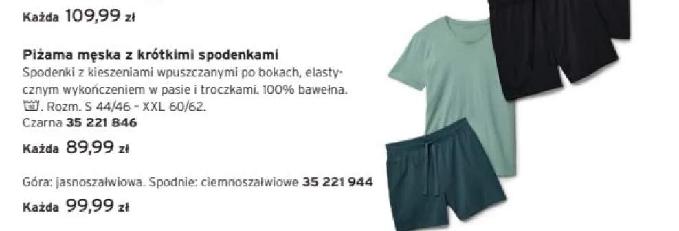 Piżama męska z krótkimi spodenkami czarna +1 wariant