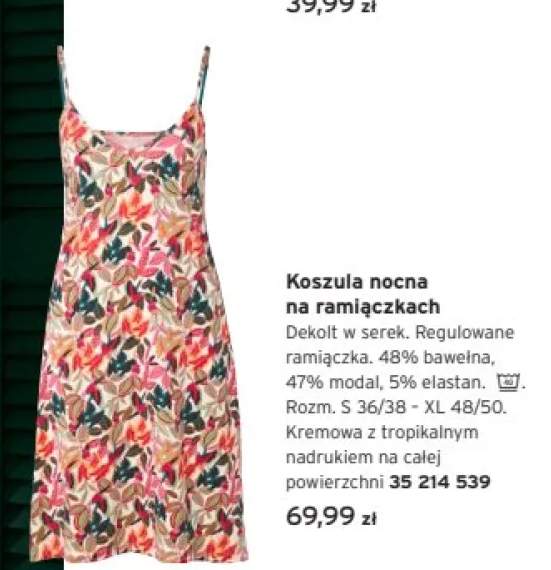 Koszula nocna na ramiączkach