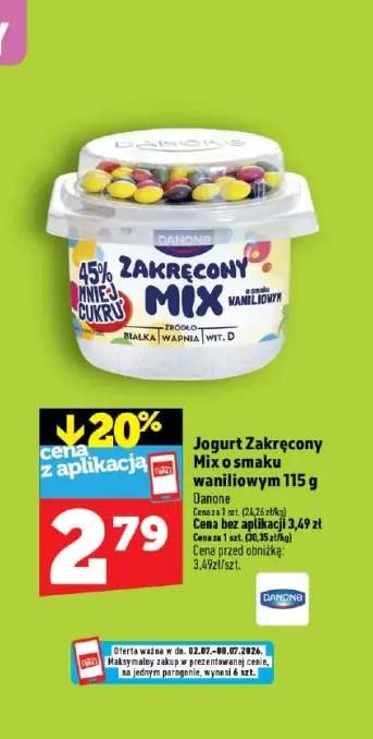 Jogurt Danone Zakręcony Mix o smaku waniliowym