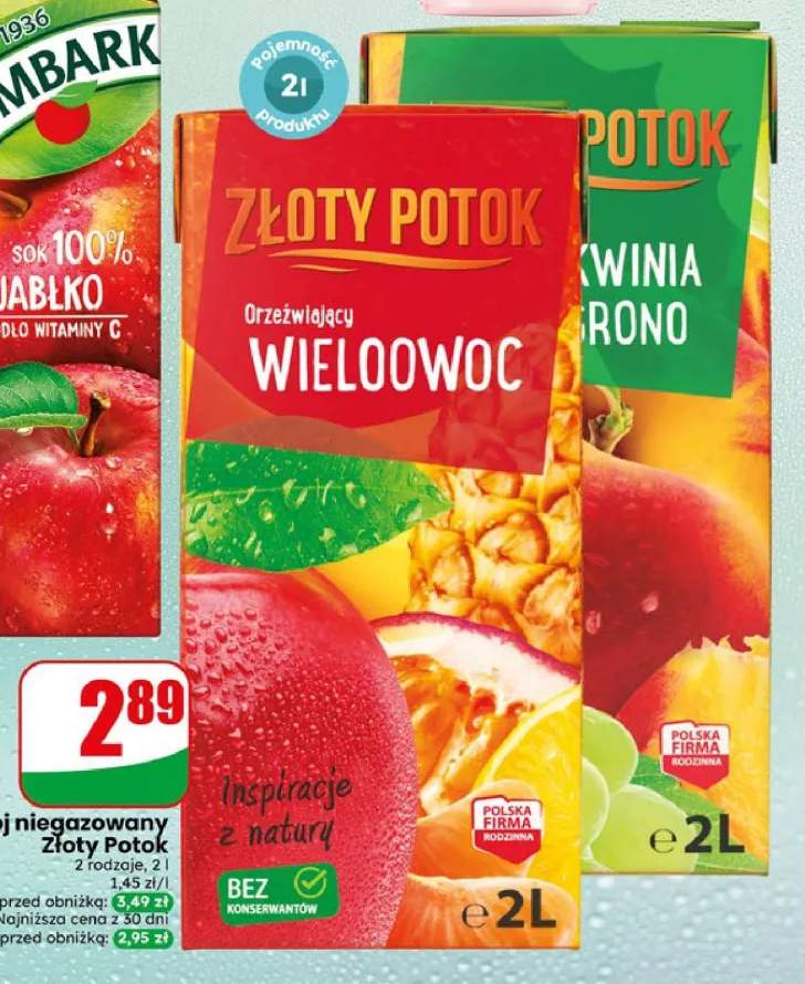 Napój niegazowany Złoty Potok Wieloowoc +1 wariant