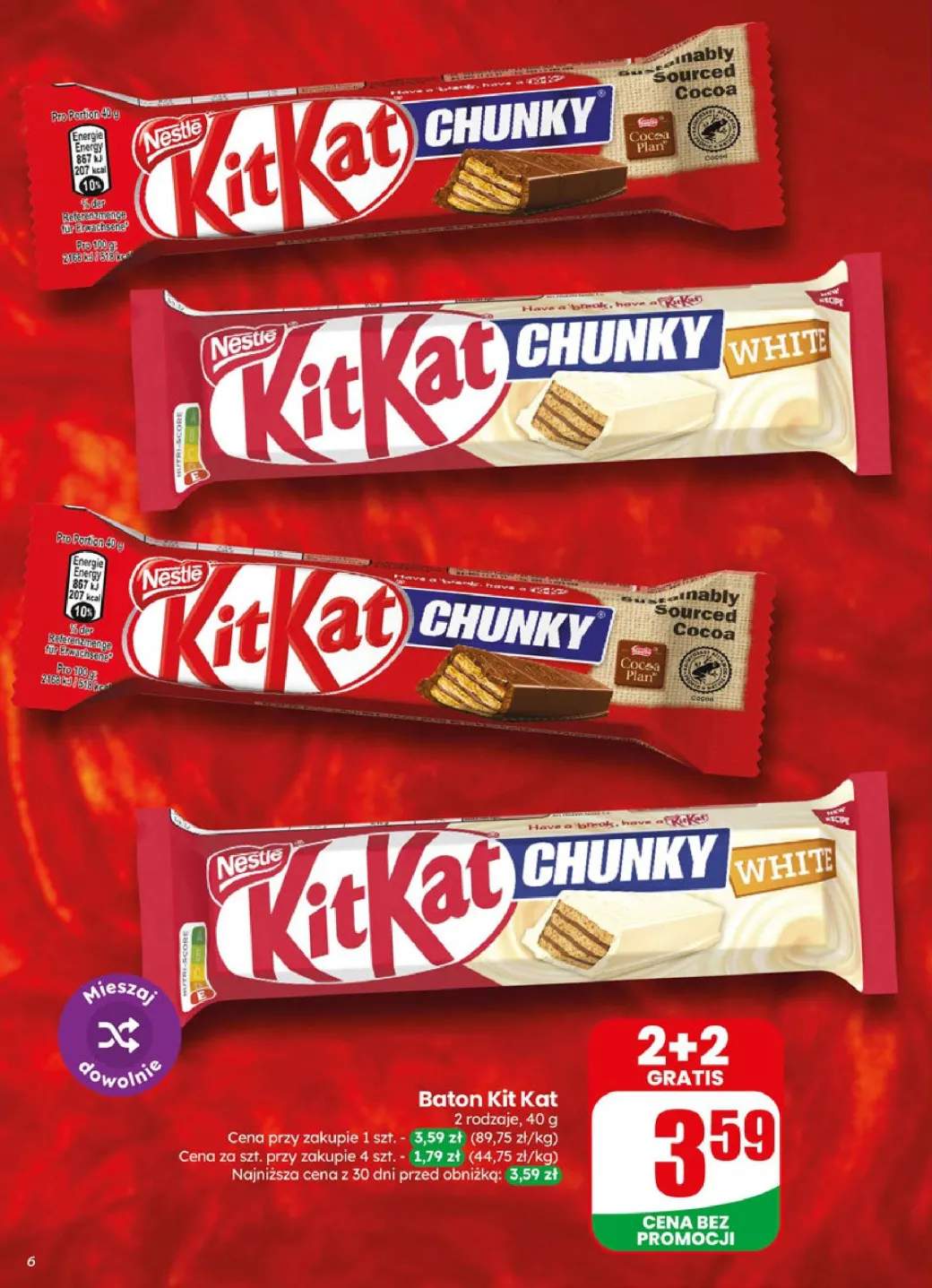 Baton czekoladowy KitKat Chunky +1 wariant