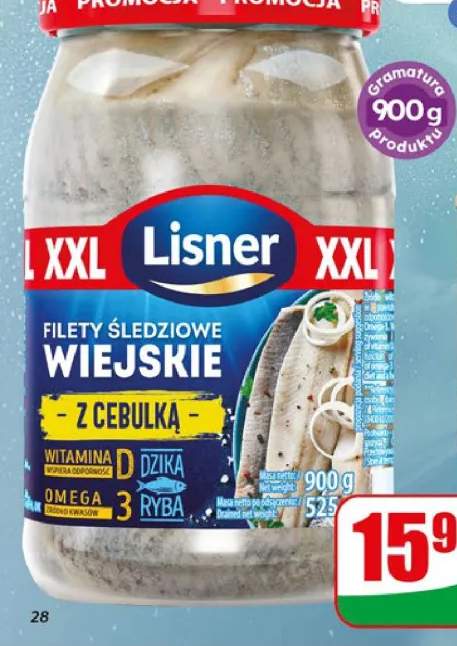 Filety śledziowe wiejskie z cebulką Lisner XXL