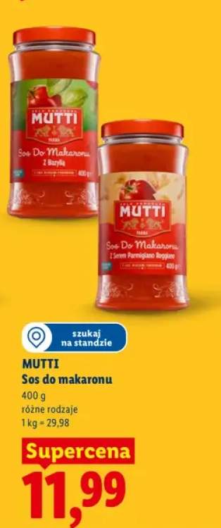 Sos do makaronu z bazylią Mutti +1 wariant