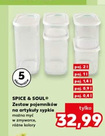 Zestaw pojemników na artykuły sypkie Spice & Soul 5-pak