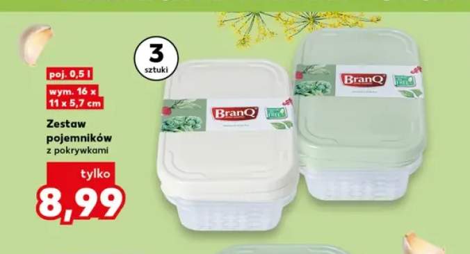 Zestaw pojemników z pokrywkami BranQ 3-pak 0,5 l