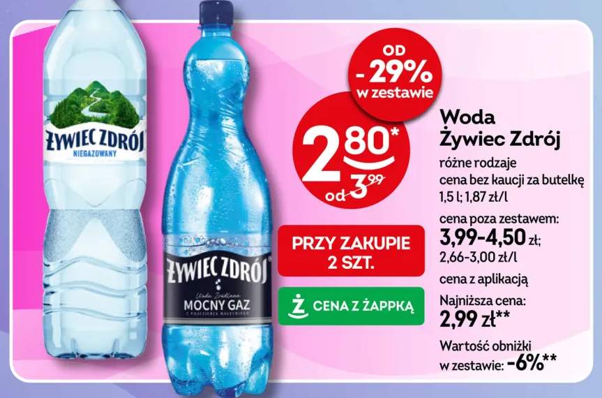 Woda niegazowana Żywiec Zdrój +1 wariant