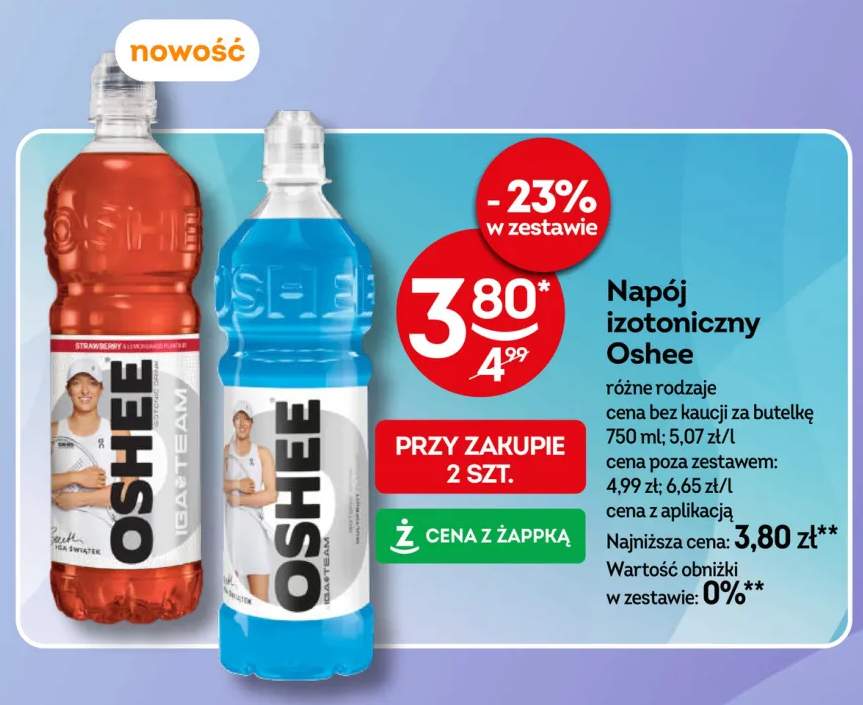 Napój izotoniczny Oshee Strawberry Lemonade +1 wariant