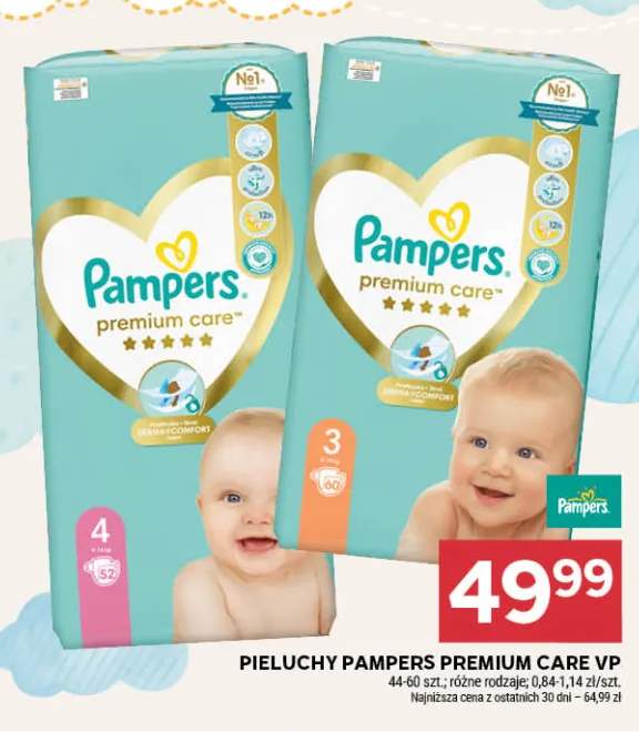 Pieluchy Pampers Premium Care VP rozmiar 3 +1 wariant