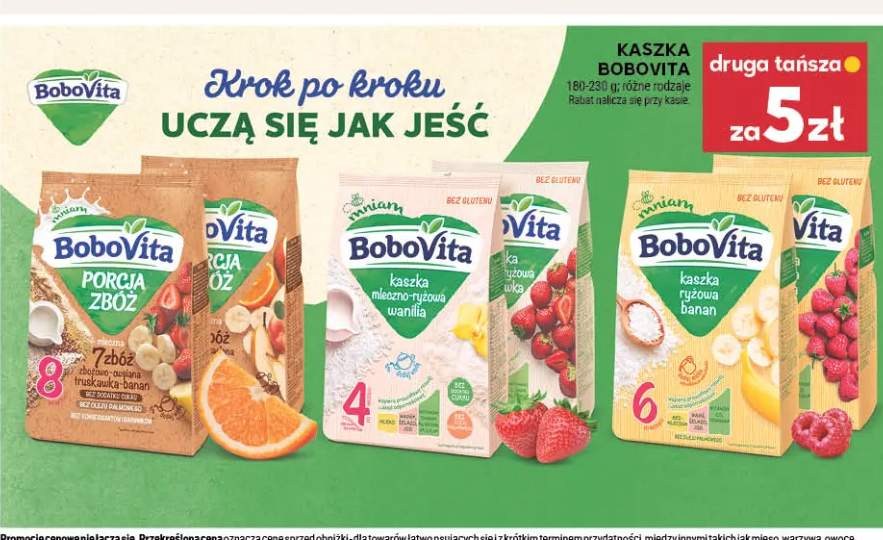 Kaszka manna BoboVita Porcja Zbóż 7 zbóż truskawka-banan +4 warianty