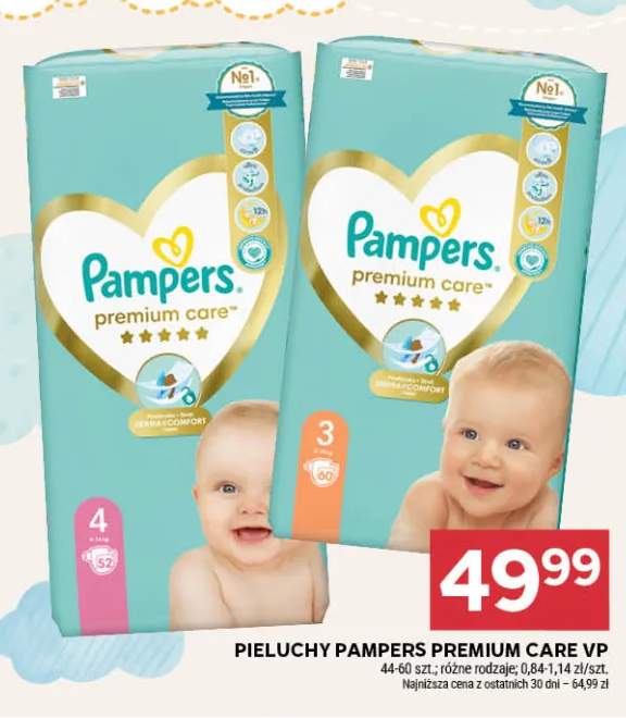Pieluchy Pampers Premium Care VP rozmiar 3 +1 wariant