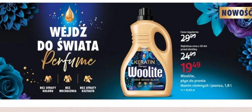 Płyn do prania tkanin ciemnych i jeansu Woolite Keratin Therapy Darks Denim Black
