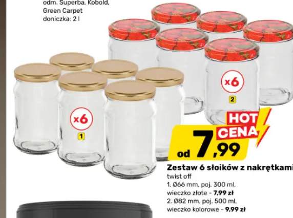 Zestaw 6 słoików z nakrętkami twist off 300 ml