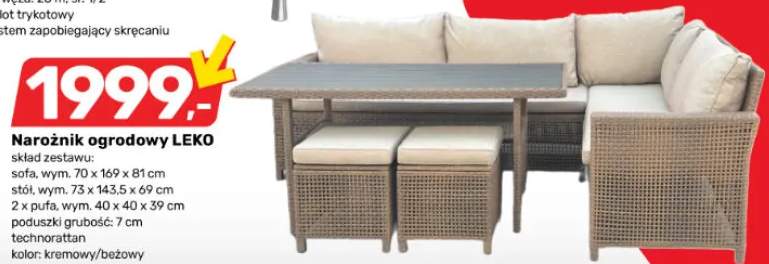 Zestaw mebli ogrodowych Leko sofa + stół + 2 pufy