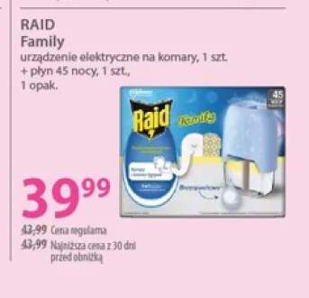 Zestaw urządzenie elektryczne na komary + płyn 45 nocy Raid Family