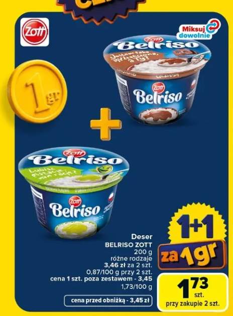 Deser ryżowy Belriso czekoladowy Zott +1 wariant
