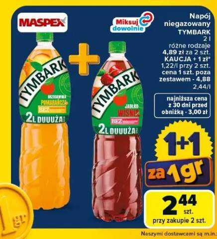 Napój niegazowany jabłko wiśnia Tymbark +1 wariant