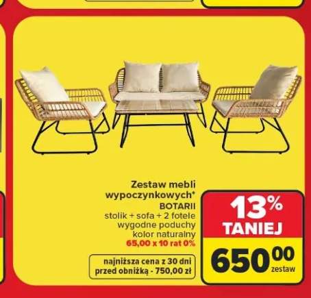 Zestaw mebli wypoczynkowych Botarii stolik + sofa + 2 fotele