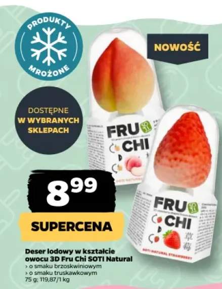 Deser lodowy w kształcie owocu 3D Fru Chi SOTI Natural o smaku truskawkowym +1 wariant