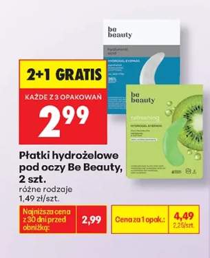 Płatki hydrożelowe pod oczy Be Beauty Hyaluronic Acid +1 wariant