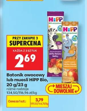 Batonik owocowy HiPP Bio Jabłko Banan Maliny +1 wariant