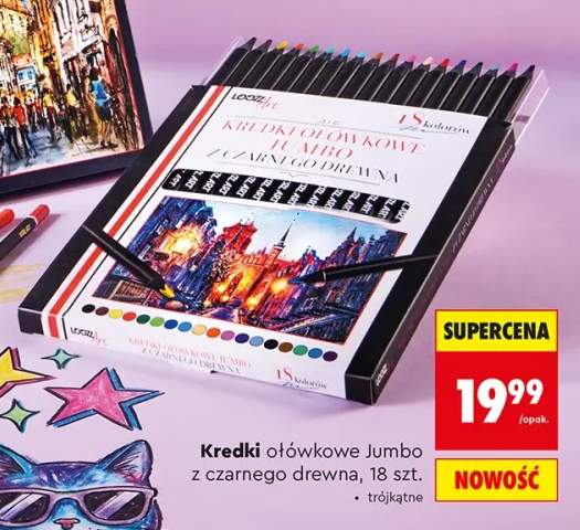 Kredki ołówkowe Jumbo z czarnego drewna Loozz 18 szt.