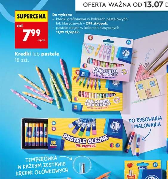 Kredki grafionowe pastelowe Astra 18 szt. +2 warianty