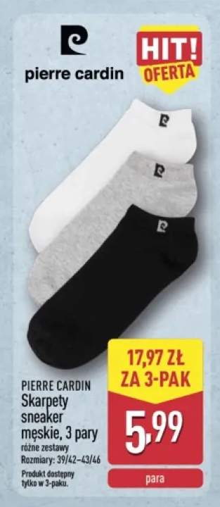 Skarpety sneaker męskie Pierre Cardin 3-pak