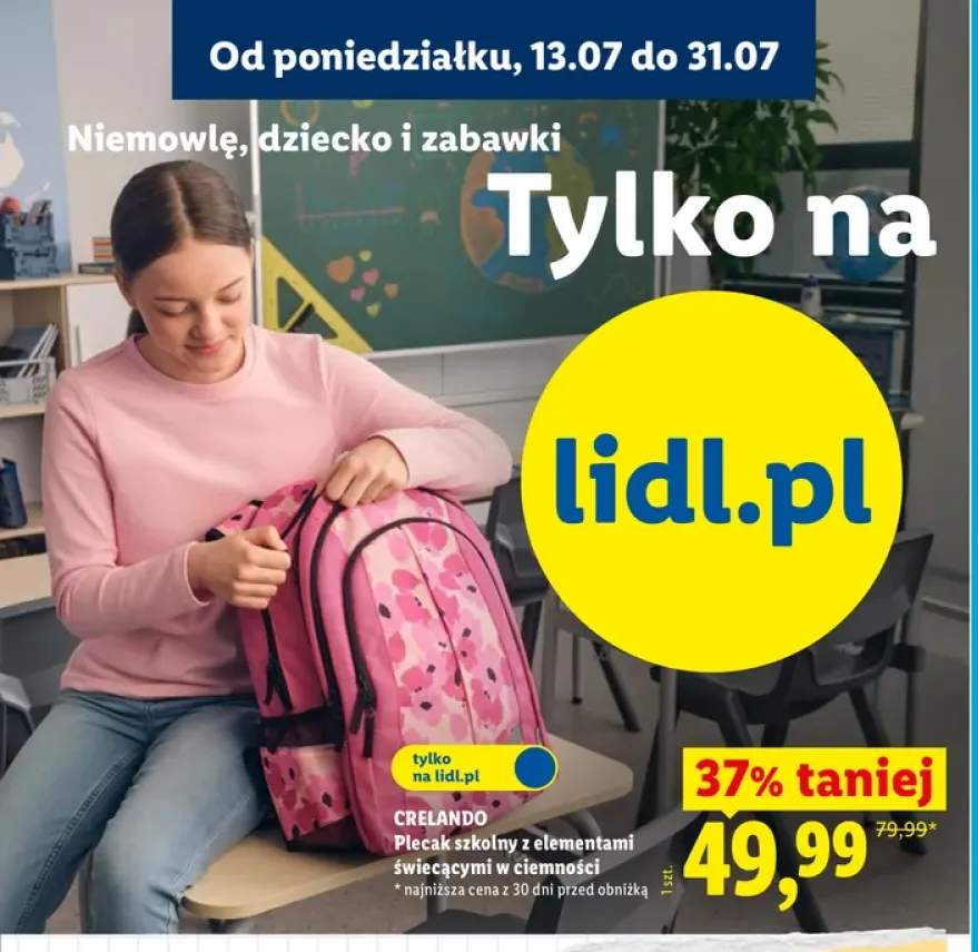 Plecak szkolny z elementami świecącymi w ciemności Crelando