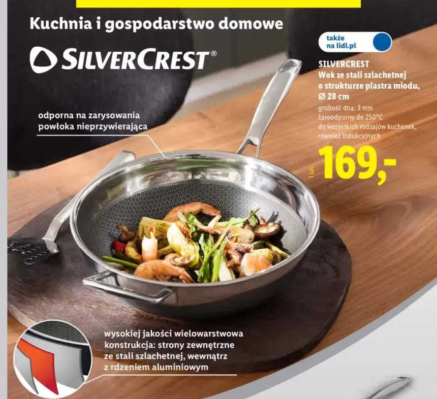 Wok ze stali szlachetnej Silvercrest o strukturze plastra miodu Ø 28 cm