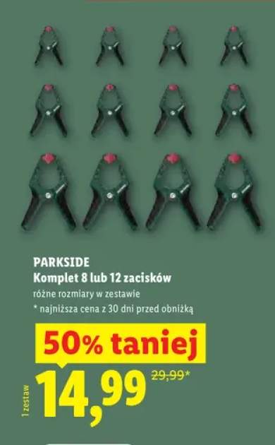 Komplet 8 zacisków Parkside +1 wariant