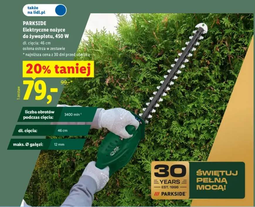 Elektryczne nożyce do żywopłotu Parkside
