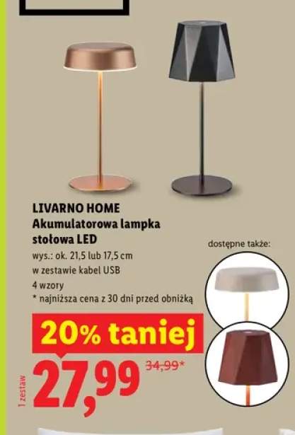 Akumulatorowa lampka stołowa LED Livarno Home