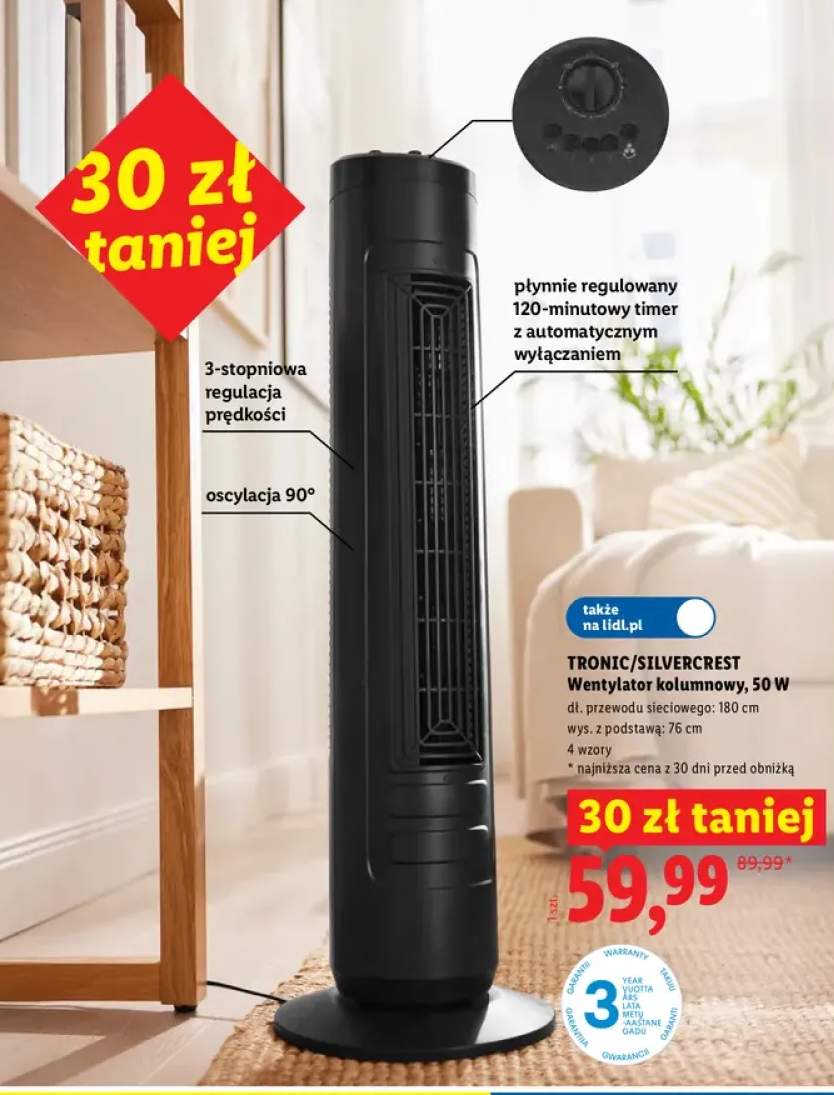 Wentylator kolumnowy Tronic/Silvercrest 50W
