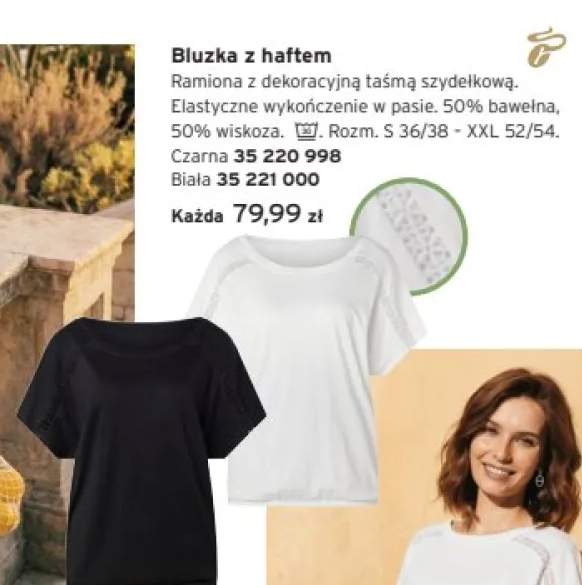 Bluzka z haftem czarna +1 wariant