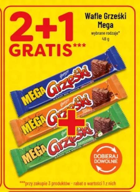 Wafel Grześki Mega kakaowy w czekoladzie deserowej +2 warianty