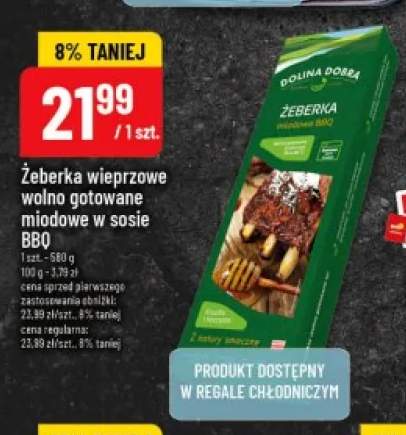 Żeberka wieprzowe wolno gotowane miodowe w sosie BBQ Dolina Dobra