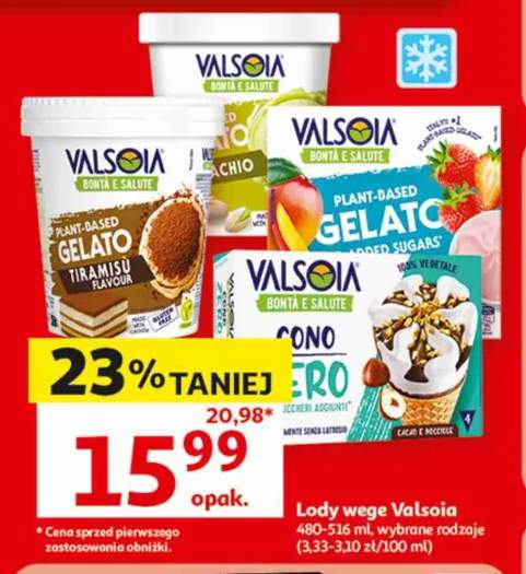 Lody wegańskie Valsoia Gelato Pistacchio +3 warianty